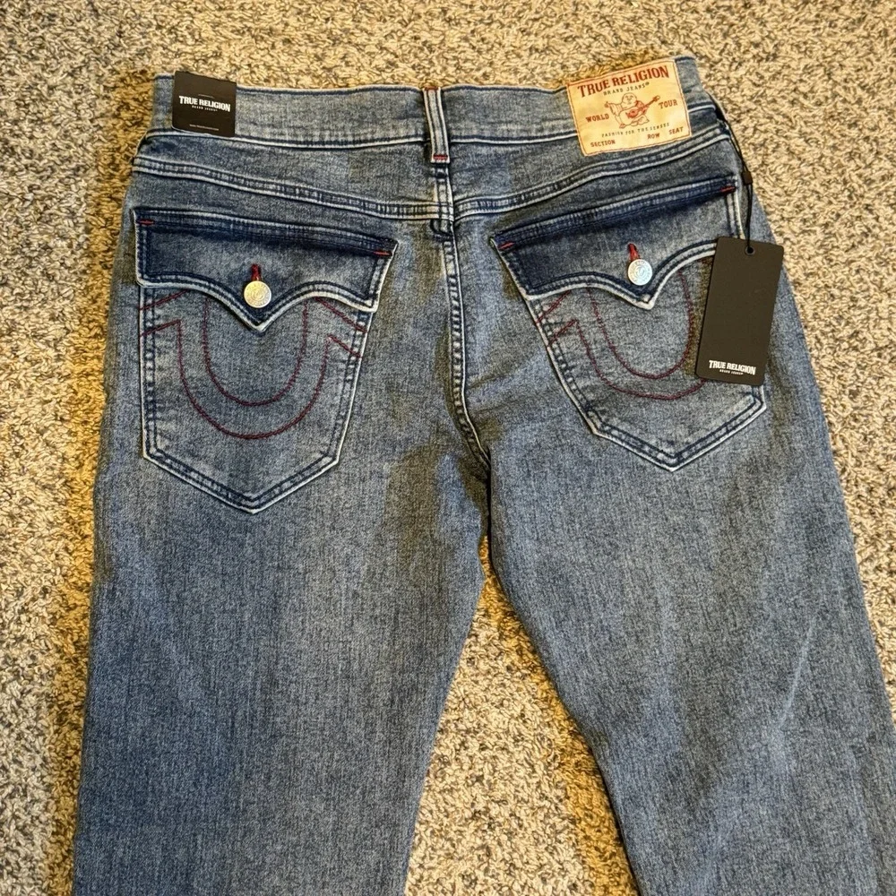 TRUE RELIGION RICKY SN FLAP RELAXED STRAIGHT Peppermint Wash JEANS 32x34